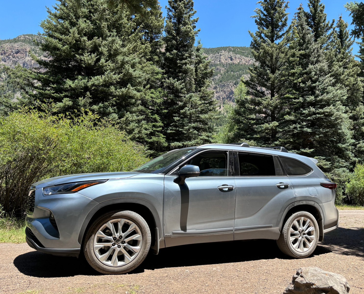 Highlander, stock, at campground in 2024