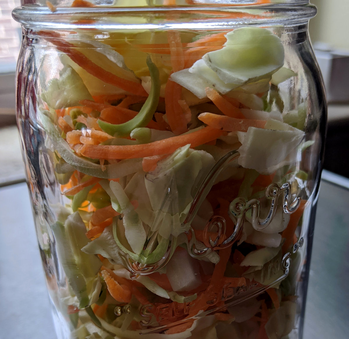 Mixed vegetables in jar